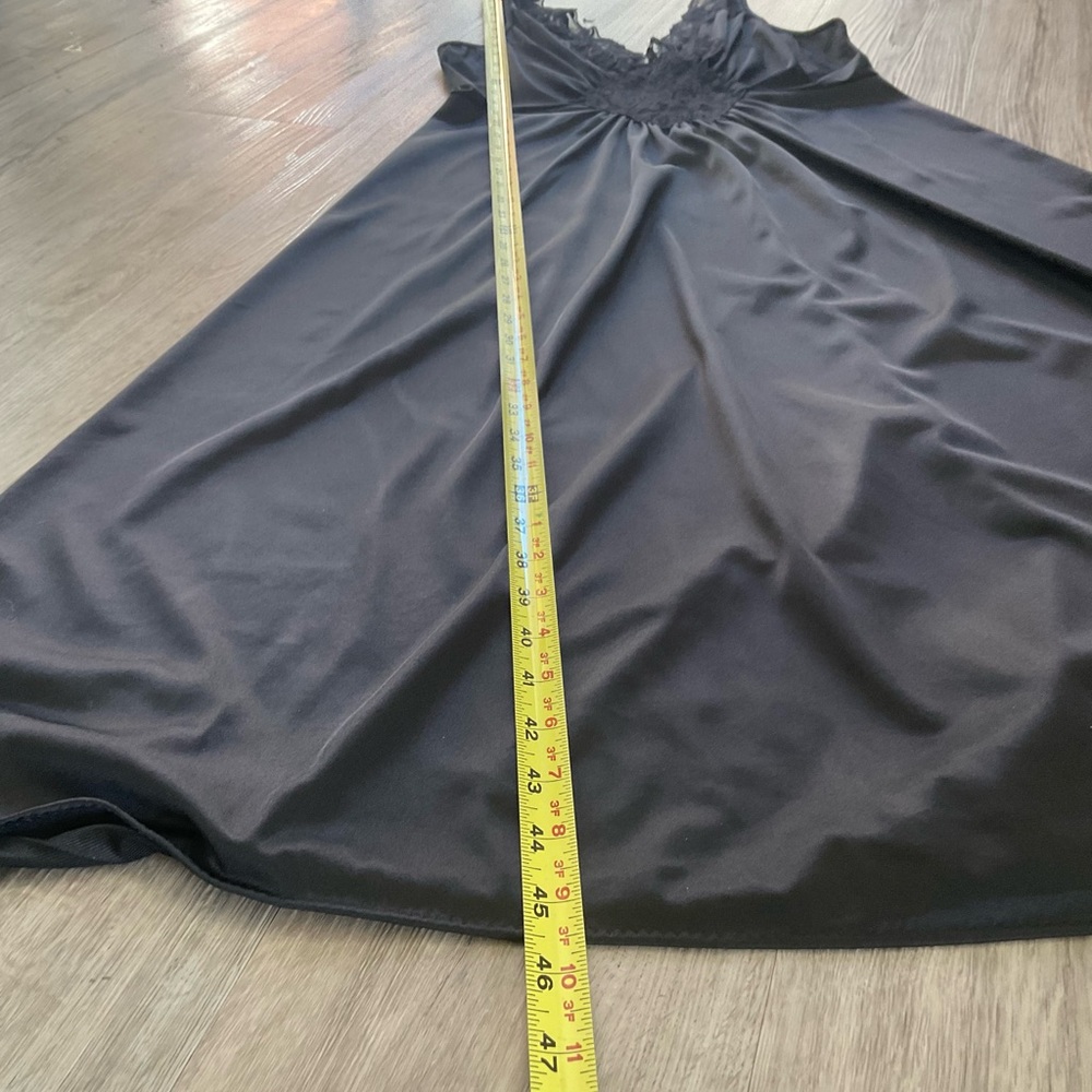 Vanity Fair Vintage Black Lace-Trim Satin Slip Nightgown Dress Size Large - Picture 6 of 14